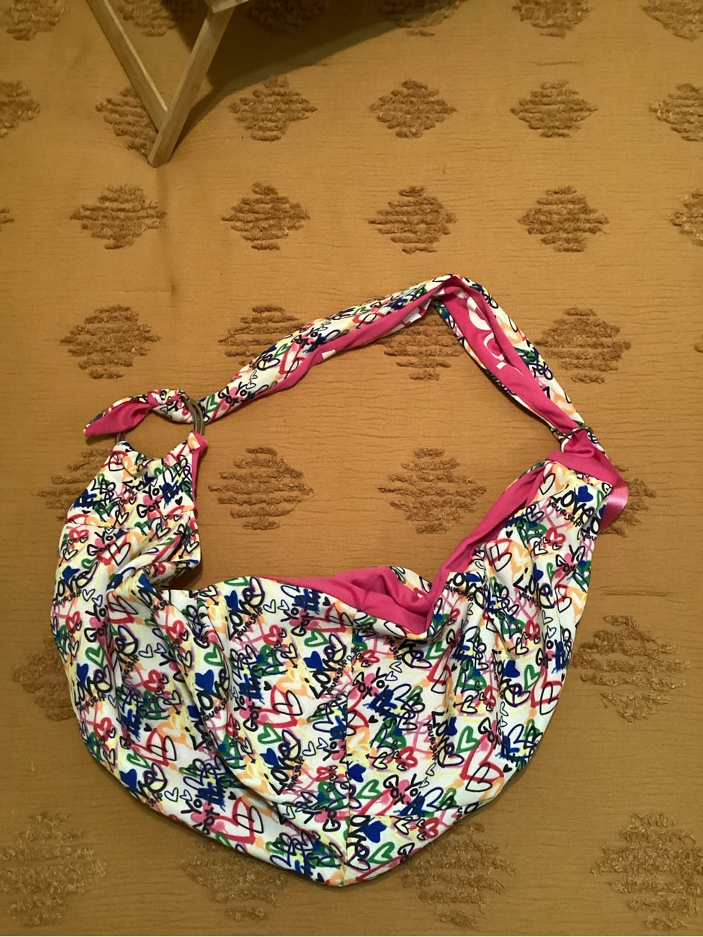 Justice Sport Open Carry Sling Pink Bag Multicolor Heart-Print